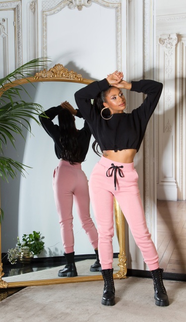 hoge taille jogger roze